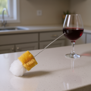 Cepillo para decantador con cerdas blancas y amarillas para limpiar decantadores de vino - Product Image 3