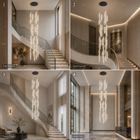 Lustre d'escalier moderne de luxe pour villa, hôtel, hall d'entrée, duplex, hall de réception, avec éclat chaleureux et design élégant, pour intérieur