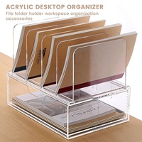 Organizadores de Escritorio, Organizador de Escritorio Acrílico con Cajón, Organización de Suministros de Oficina, Almacenamiento, Organizador de Archivos Acrílico Transparente para Escritorio