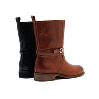 Bottines Chelsea pour femmes en cuir verni ciré, bout verni, talon haut, semelle extérieure en caoutchouc, respirantes