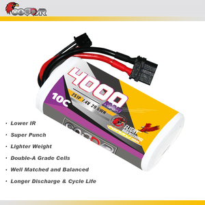 CODDAR 2s 4000MAH毫安时7.4V 10C锂离子锂离子21700电池遥控电池组，用于遥控船车FPV无人驾驶直升机遥控四轴飞行器 - Product Image 4