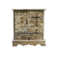 Miroir mural antique fait main OEM & ODM avec des sculptures ornées, cadre en bois massif pour salon, couloir et chambre à coucher vintage