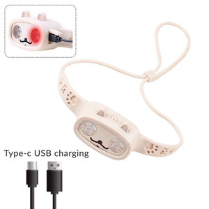 Nouvelle <span class=keywords><strong>lampe</strong></span> <span class=keywords><strong>frontale</strong></span> LED rechargeable à batterie intégrée, longueur réglable, 4 modes, conçue pour les enfants, les enfants, les chats mignons, le camping - Product Image 3