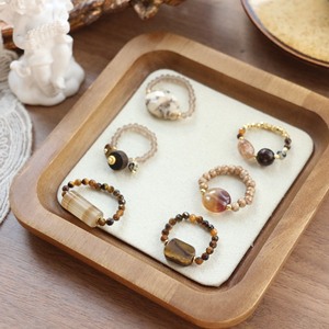Bague perlée originale faite à la main pour femme, style Ins, en agate œil de tigre, pierre naturelle et perles de verre, forme en U - Product Image 2