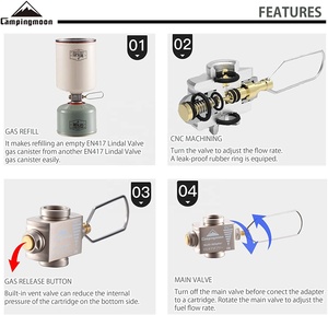 Adaptor Kompor Hiking Camping <span class=keywords><strong>Outdoor</strong></span> Tipe Terpisah, Konverter Furnace, Konektor, Adaptor Tabung Gas Otomatis Mati - Product Image 2