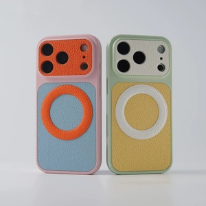Étui de téléphone magnétique en cuir PU tendance pour iPhone 18 17 16 15 14 13 Pro Max, compatible avec la charge sans fil, coque arrière de protection antichoc - Product Image 2