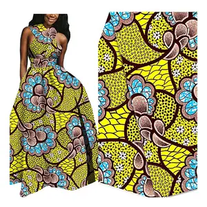 <span class=keywords><strong>Tissu</strong></span> <span class=keywords><strong>africain</strong></span> 100% coton à imprimés de cire Ankara pour robes de femmes - Product Image 1