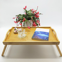 Plateau de lit en bambou pliable et antique, support portable personnalisé pour la maison, plateau de lit avec pieds pliants