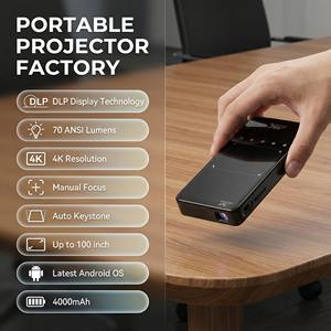 Projecteur vidéo miniature intelligent AOME S90 3D prêt pour la 4K, home cinéma, anti-poussière, Android 9, <span class=keywords><strong>IPTV</strong></span>, LED, 2 Go de RAM, batterie intégrée, objectif, Wi-Fi 5G - Product Image 1