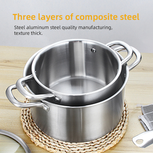Cấp Thực Phẩm Đồ Nấu Nướng Thiết Hợp Chất Thép Không Gỉ <span class=keywords><strong>3</strong></span> Bức Ảnh Bếp Nấu Pot <span class=keywords><strong>Set</strong></span> <span class=keywords><strong>Cookware</strong></span> <span class=keywords><strong>Set</strong></span> - Product Image 3