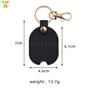 Pu Leather Embossed Durable Oval Protector Loop Replacement Key Sleeve Keychain <b>Bag</b> Car Pendant - Product Image 6