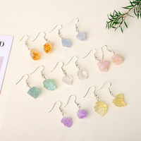 Boucles d'oreilles pendantes irrégulières en cristal brut et pierres précieuses naturelles, enroulées sur fil, faites à la main, pour femmes, vente en gros