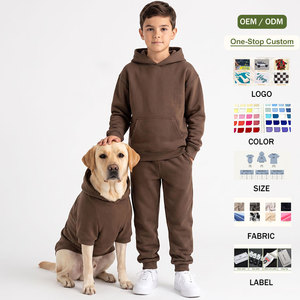 Kids Tracksuit Set with Matching <strong>Dog</strong> <strong>Hoodie</strong> Family Outfit Cotton Fleece Sweatshirt Jogger Pants Custom Logo OEM ODM Set - Product Image 1