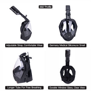 Maschera da snorkeling per immersioni a secco a 180 gradi con Design in gomma integrale Anti-perdita per respirare - Product Image 3