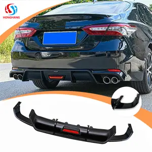 Honghang supplier Rear Bumper diffuser Lip For Toyota Camry Sport Upgrade Gloss Black Rear Diffuser with LED light 2018+
