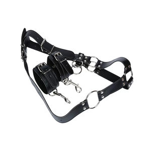 Männer Punk Leder Sex Armbänder Handschellen PU Leder Sexspielzeug BDSM Paar Bondage Ausrüstung Set Keuschheit schloss Sexspielzeug <span class=keywords><strong>Penis</strong></span> Lock - Product Image 4