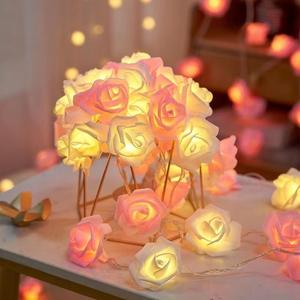 Guirlande lumineuse LED rose et blanche, simulation de rose, romantique, pour demande en mariage, lumières pour la Saint-Valentin, cadeau décoratif pour les fêtes - Product Image 3
