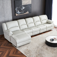 Canapé inclinable long en cuir en forme de L, ensemble de meubles de salon modernes en cuir pour salon