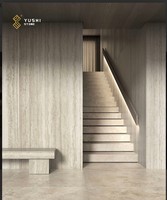 Marches d'escalier en travertin argenté sur mesure YUSHI, escalier en pierre naturelle personnalisé pour projet d'hôtel de luxe ou de villa
