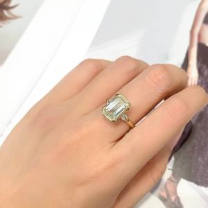 Anillo de lujo de oro de 14K/18K para mujer con diamante cultivado en laboratorio de 3,2 CT y piedras laterales de 0,24 CT, joyería de boda/diaria de 2.974G - Product Image 2