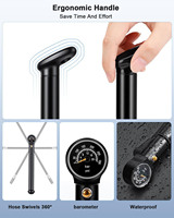 Pompe à vélo manuelle portable en aluminium haute pression 300 psi avec valve Presta, tuyau d'air et manomètre pour vélos de montagne/route