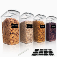 Ensemble de 4 contenants de stockage de nourriture sèche pour la cuisine à domicile, grande capacité de 4 L, en plastique, pour céréales