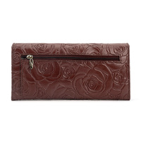 Portefeuilles en cuir à motif rose avec poche arrière Exquisite Metal Logo Purse Cash Pouch