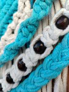 Blue <b>White</b> Macrame Wall <b>Hanging</b> Handmade Fringe Decorative Wall Art Boho Home Accent - Product Image 5