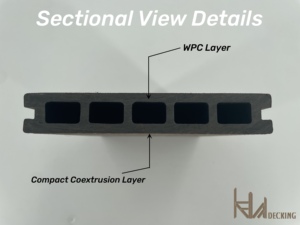 Échantillon gratuit couleur personnalisable plancher de <span class=keywords><strong>bois</strong></span> extérieur en plastique imperméable <span class=keywords><strong>incolore</strong></span> inodore double co-extrudé terrasse - Product Image 3