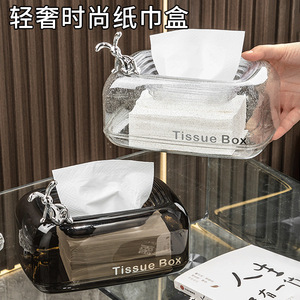 Boîte à mouchoirs en plastique transparent avec poignée en forme de lapin pour le rangement de la chambre à coucher et du salon - Product Image 5