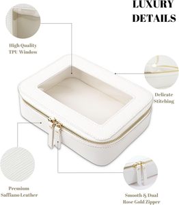 Borsa Cosmetica <span class=keywords><strong>Trasparente</strong></span> in PVC e Pelle PU di Grande Capacità, Portatile con Cerniera, Impermeabile - Product Image 4