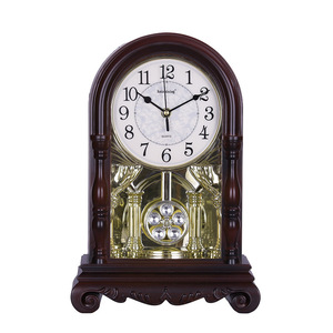 Haizixing Grandfather <b>Clock</b> Quartz Oval Reddish Brown Desktop Ornament Chiming <b>Clock</b> - Product Image 1