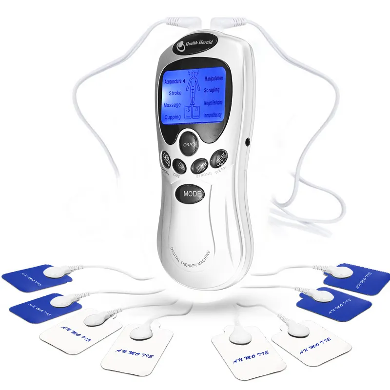 AB double output 8 mode meridian recuperator Electronic mini TENS Unit EMS fitness pulse therapy massager Muscle stimulation pad