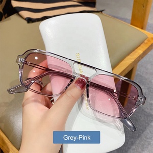 แว่นกันแดดทรงเหลี่ยมแฟชั่นย้อนยุคสองสะพาน ขายดี กรอบพลาสติก สำหรับผู้ชาย ป้องกันรังสียูวี 400 - Product Image 5