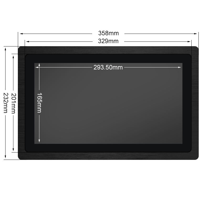 13.3 Inch HD Capacitive Touch Industrial Monitor IPS 1600*900/1920*1080 Multi Touch DVI TFT Embedded Pure Flat Monitor