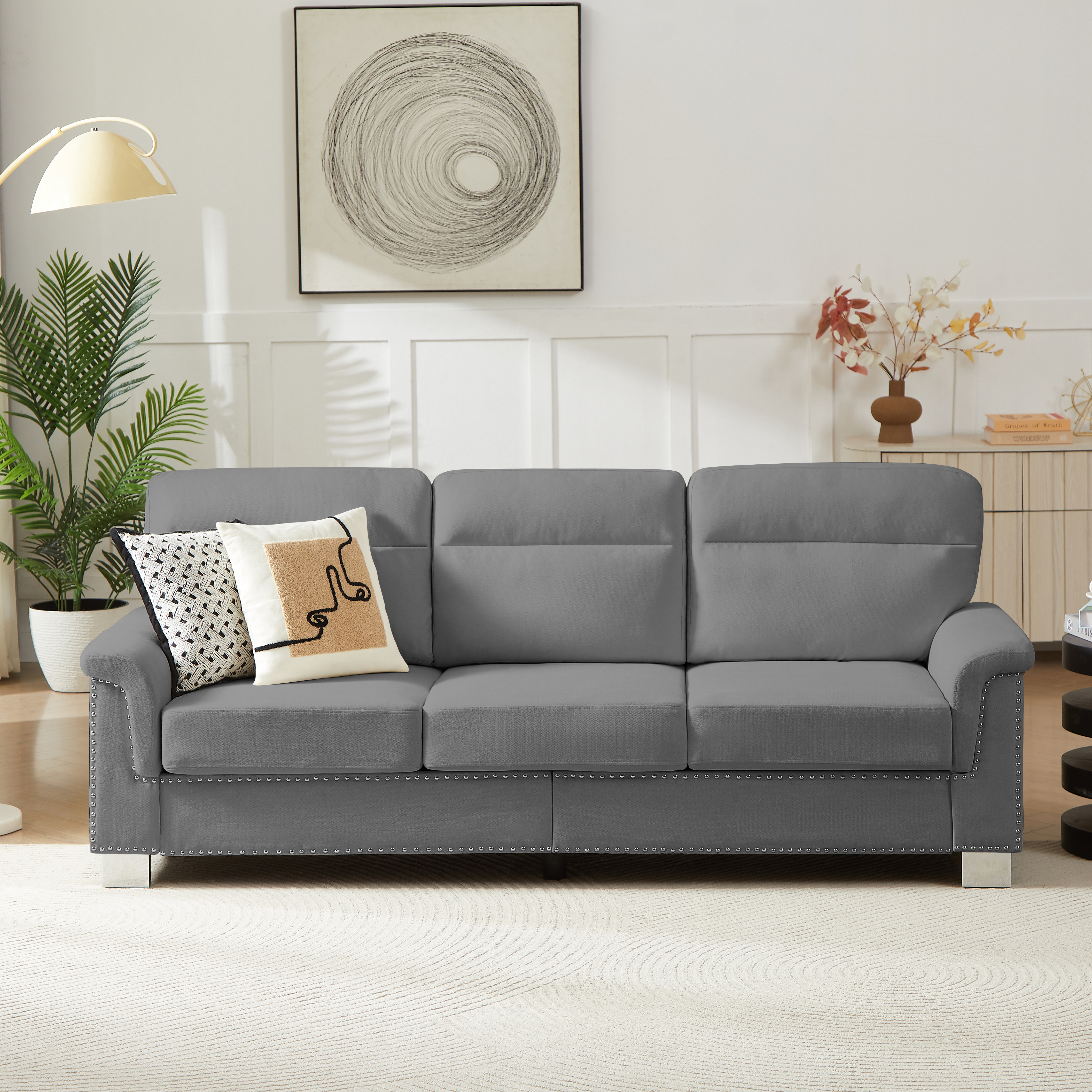 Gris + velours lce et neige Tissu +3 places