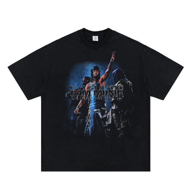 Men's Cotton 285G Heavy Short-sleeved 2026 Spring/Summer New Fashion Brand Street Hip Hop Rapper Letter Printed T-shirt