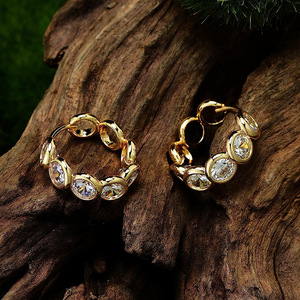 Orecchini a Cerchio Geometrici Classici per Donne, Eleganti Orecchini in Rame per Fidanzamento, Gioielli di Moda Quotidiana - Product Image 2