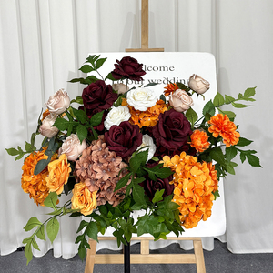 Rosas y Hortensias Artificiales de Seda en Color Naranja Quemado y Borgoña Realistas para Decoraciones de Bodas y Regreso a Clases - Product Image 3