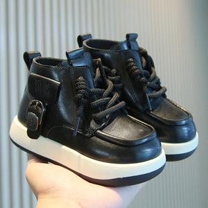 Botas Cortas de Moda para Niños, Estilo Británico, Zapatos para Niñas, Botines de PU para Niños, Primavera y Otoño, Zapatos Impermeables - Product Image 3