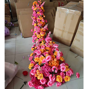 Искусственная роза цветок центральный элемент Роза бегун цветок ряд Искусственный Красный ряд для украшения свадебного стола - Product Image 3