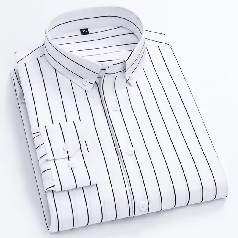 Shirts Customized Formal Wear Clothing Mens Striped Shirts Striped Plaid Clothes For Men Long Sleeve Casual Business MAN Cotton