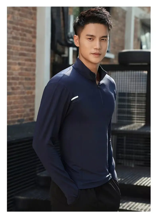 Sportswear Men Active Wear Zip up Sweatshirts Running Men's T-shirts Workout Long Sleeve Tight Compression Gym T Shirt Plus Size