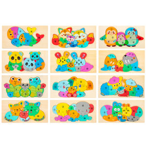 Nouveaux modèles multifonctions Montessori bricolage Enfant Jigsaw 3D Puzzle Animal bébé éducation précoce jouets en bois pour enfants garçons filles - Product Image 2