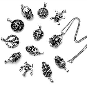 Gioielli Punk in acciaio inox 60cm accessori collana unica in acciaio Color acciaio teschio Crossbone pirata collana pendente a mio figlio - Product Image 1