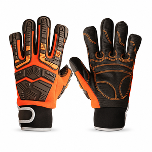 Gants de mécanicien robustes avec protection anti-choc TPR, dos en spandex, paume synthétique renforcée, doublure thermique, poignet à scratch, orange - Product Image 1