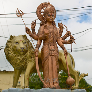 QUYANG Kích Thước Cuộc Sống Kim Loại Laxmi Vishnu Tượng Đồng Ấn Độ Tôn Giáo Brahma Hindu Thần Durga <span class=keywords><strong>Bronze</strong></span> Lord Krishna Tượng Điêu Khắc - Product Image 3