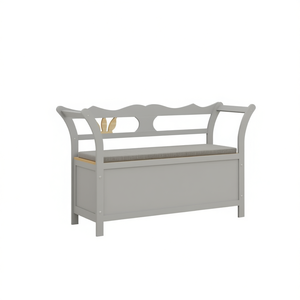 Panca Portascarpe in Legno di Abete Grigio Medio con Vano Portaoggetti per Soggiorno, Arredamento Casa - Product Image 1