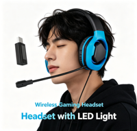 Nouveau Casque Gaming Sans Fil 2.4G 2026 avec Éclairage LED Confortable Circum-auriculaire pour PC Gaming