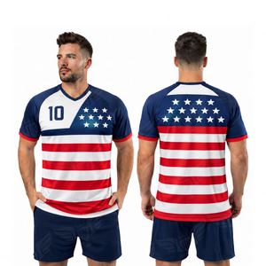 Conjunto de Camiseta y Pantalones Cortos de Fútbol Transpirables Estampados al por Mayor, Uniforme de Entrenamiento de Fútbol Personalizado, 100% Poliéster, Unisex, Rojo - Product Image 3